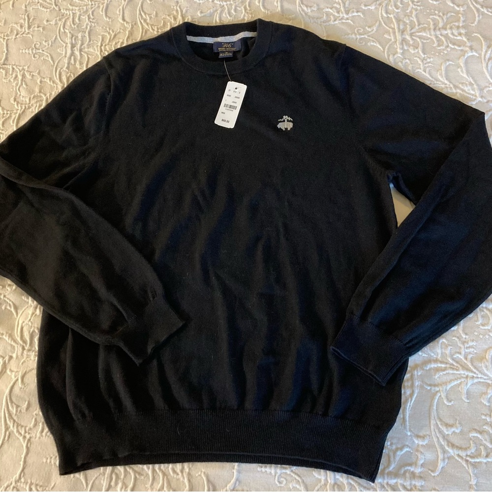 Men’s Brooks Brothers “346” Cotton Cashmere Pullover Sweater—Black—Size M NWT